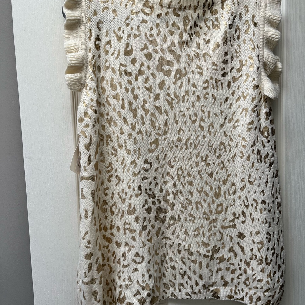Leopard Print Sleeveless Top with Ruffle Details